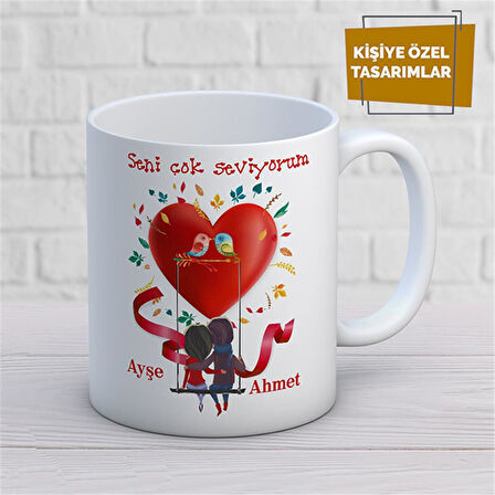 Kişiye Özel İsim Yazılabilir Sevgi Temalı Kupa Bardak