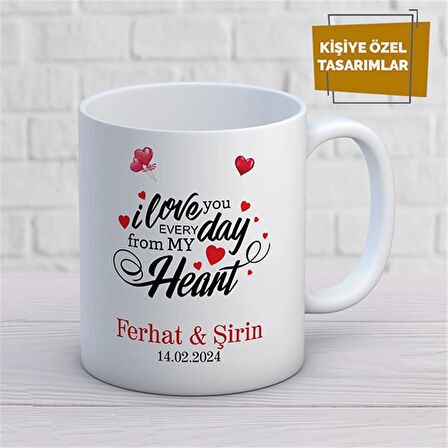 Kişiye Özel İsim Yazılabilir Sevgi Temalı Kupa Bardak