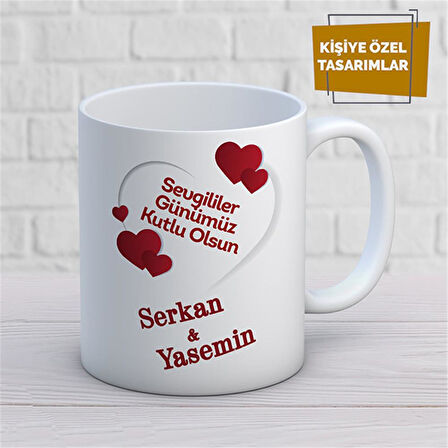 Kişiye Özel İsim Yazılabilir Sevgi Temalı Kupa Bardak