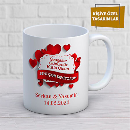 Kişiye Özel İsim Yazılabilir Sevgi Temalı Kupa Bardak