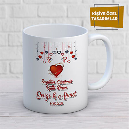 Kişiye Özel İsim Yazılabilir Sevgi Temalı Kupa Bardak
