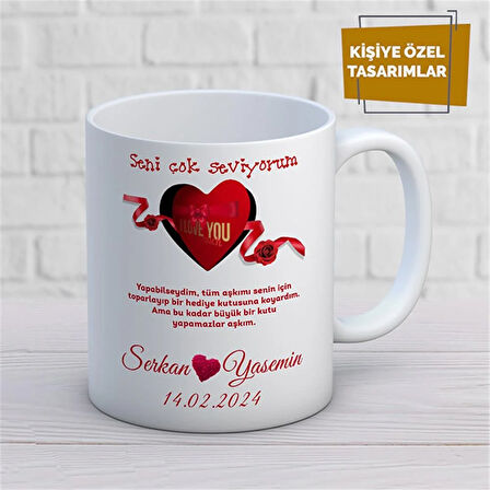 Kişiye Özel İsim Yazılabilir Sevgi Temalı Kupa Bardak