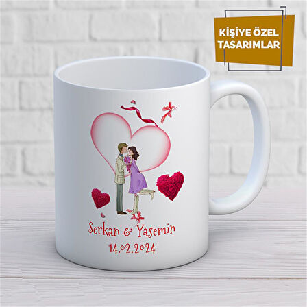 Kişiye Özel İsim Yazılabilir Sevgi Temalı Kupa Bardak