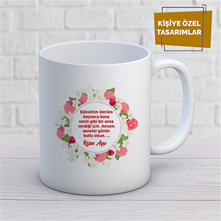Kişiye Özel İsim Yazılabilir Anneler Günün Kutlu Olsun Kupa Bardak
