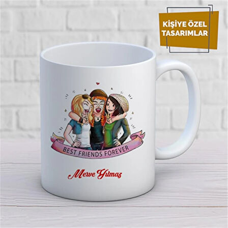 Kişiye Özel İsim Yazılabilir Best Frınds Forever Kupa Bardak