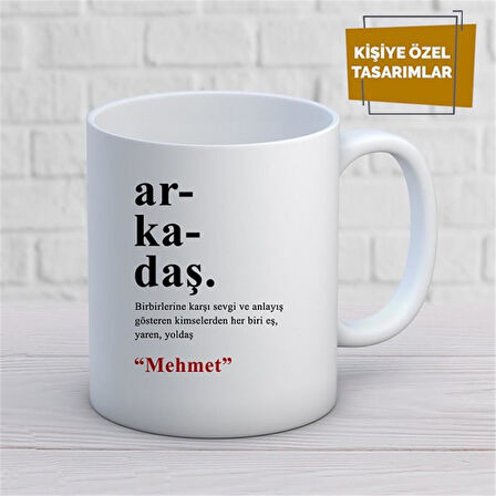 Kişiye Özel İsim Yazılabilir Arkadaşa Güzel Sözler Kupa Bardak