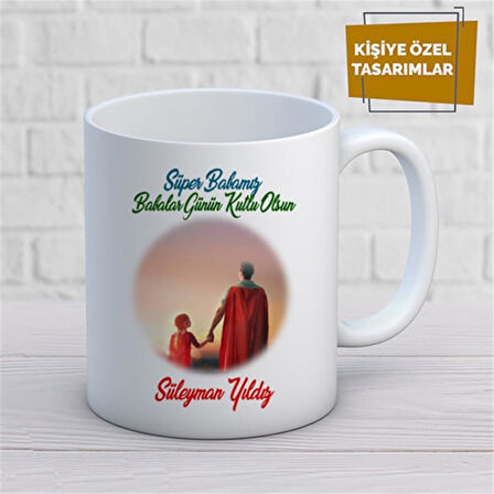 Kişiye Özel İsim Yazılabilir Süper Babamız Babalar Günün Kutlu Olsun Kupa Bardak