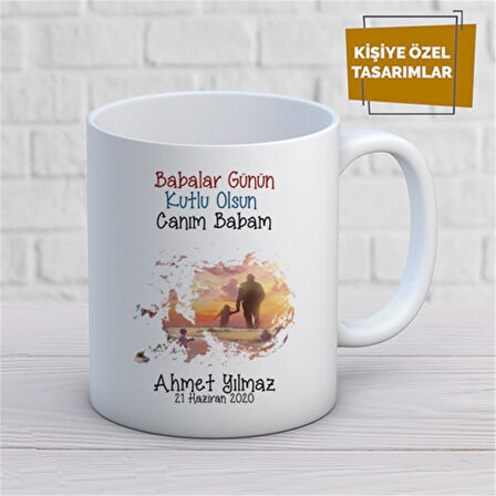 Kişiye Özel İsim Yazılabilir Babalar Günün Kutlu Olsun Canım Babam Kupa Bardak