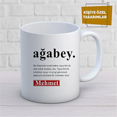 Kişiye Özel İsim Yazılabilir Ağabey Anlamlı İstediğiniz Sözler Yazılabilir Kupa Bardak