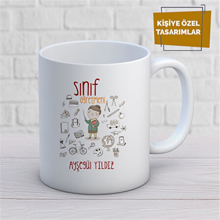 Kişiye Özel İsim Yazılabilir Sınıf Öğretmeni Kupa Bardak