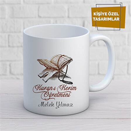 Kişiye Özel İsim Yazılabilir Kuran-ı Kerim Öğretmeni Kupa Bardak