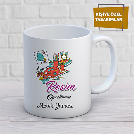 Kişiye Özel İsim Yazılabilir Resim Öğretmeni Kupa Bardak