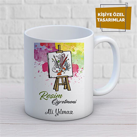 Kişiye Özel İsim Yazılabilir Resim Öğretmeni Kupa Bardak