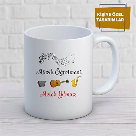 Kişiye Özel İsim Yazılabilir Müzik Öğretmeni Kupa Bardak