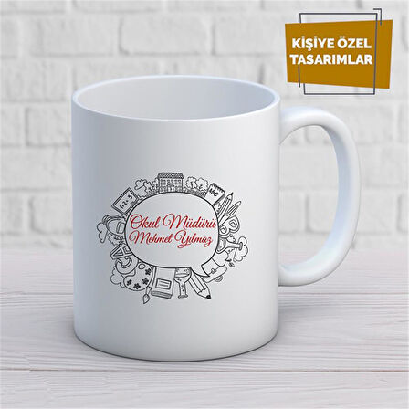 Kişiye Özel İsim Yazılabilir Okul Müdürü Kupa Bardak