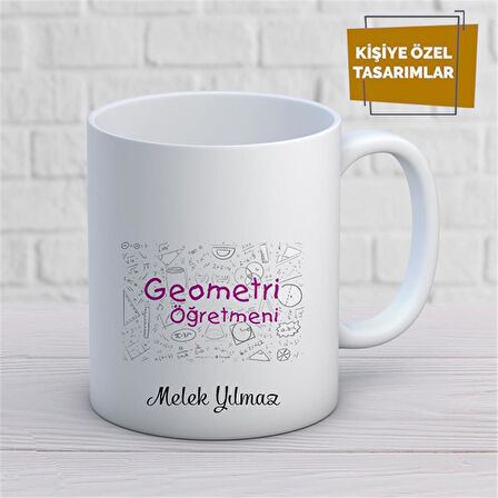 Kişiye Özel İsim Yazılabilir Geometri Öğretmeni Kupa Bardak