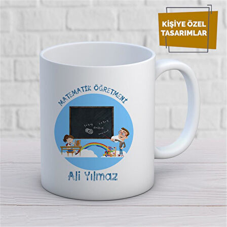 Kişiye Özel İsim Yazılabilir Matematik Öğretmeni Kupa Bardak