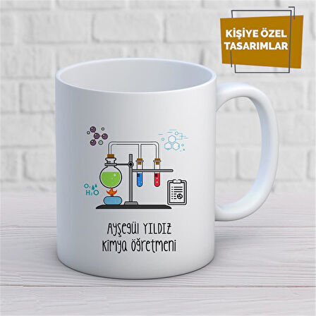 Kişiye Özel İsim Yazılabilir Kimya Öğretmeni Kupa Bardak