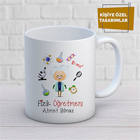 Kişiye Özel İsim Yazılabilir Fizik Öğretmeni Kupa Bardak