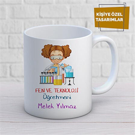 Kişiye Özel İsim Yazılabilir Fen Ve Teknoloji Öğretmeni Kupa Bardak