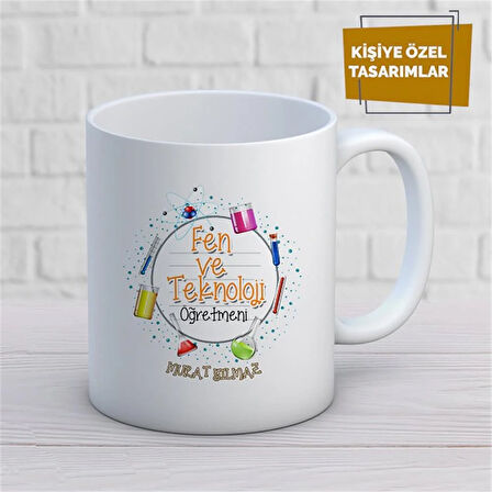Kişiye Özel İsim Yazılabilir Fen Ve Teknoloji Öğretmeni Kupa Bardak