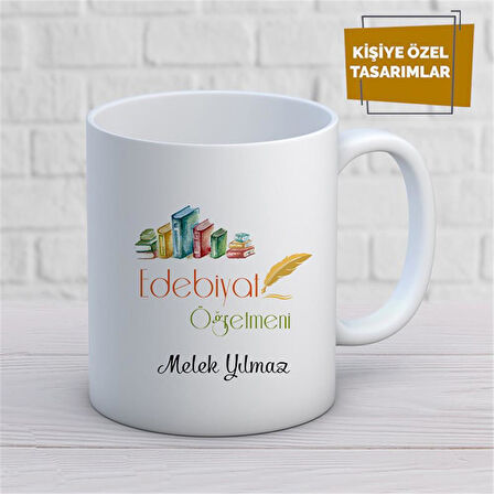 Kişiye Özel İsim Yazılabilir Edebiyat Öğretmeni Kupa Bardak