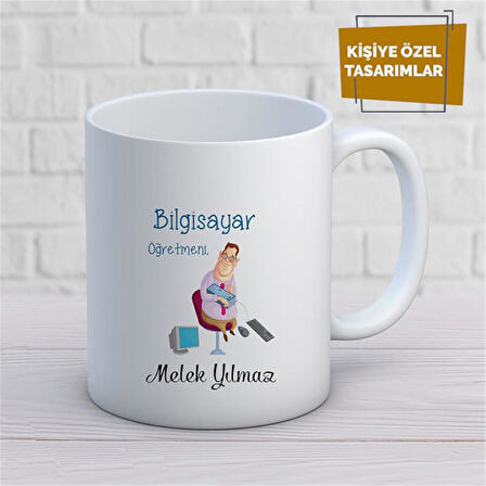 Kişiye Özel İsim Yazılabilir Bilgisayar Öğretmeni Kupa Bardak