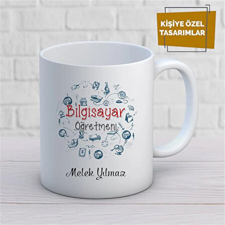 Kişiye Özel İsim Yazılabilir Bilgisayar Öğretmeni Kupa Bardak