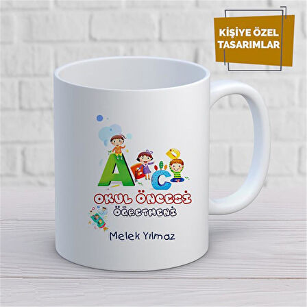 Kişiye Özel İsim Yazılabilir Okul Öncesi Öğretmeni Kupa Bardak