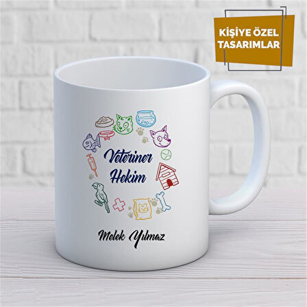 Kişiye Özel İsim Yazılabilir Veteriner Hekim Kupa Bardak