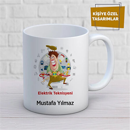 Kişiye Özel İsim Yazılabilir Elektrik Teknisyeni Kupa Bardak