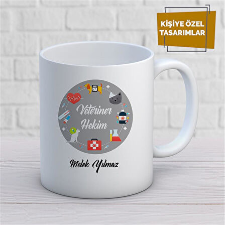 Kişiye Özel İsim Yazılabilir Veteriner Hekim Kupa Bardak