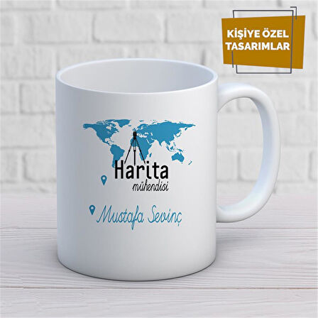 Kişiye Özel İsim Yazılabilir Harita Mühendisi Kupa Bardak