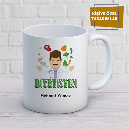Kişiye Özel İsim Yazılabilir Diyetisyen Kupa Bardak