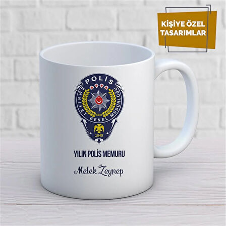 Kişiye Özel İsim Yazılabilir Yılın Polis Memuru Kupa Bardak