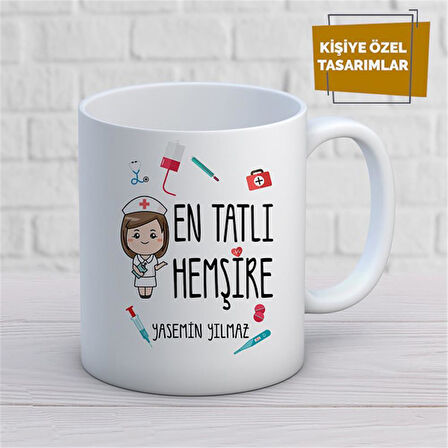 Kişiye Özel İsim Yazılabilir En Tatlı Hemşire Kupa Bardak