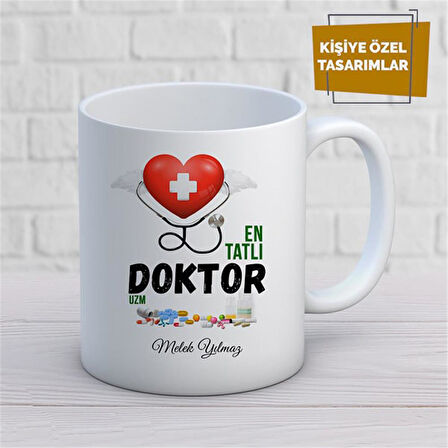 Kişiye Özel İsim Yazılabilir Tatlı Doktor Kupa Bardak
