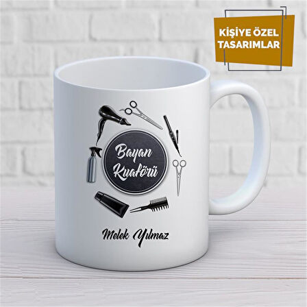 Kişiye Özel İsim Yazılabilir kadin Kuaförü Kupa Bardak