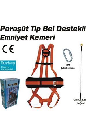 Paraşüt Tipi Emniyet Kemeri Bel Destekli, İş Güvenliği Kemeri