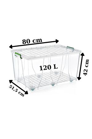 Çok Amaçlı Tekerlekli Mega Saklama Kutusu 120 Lt 42*51,5*80 Cm Ölçülerinde