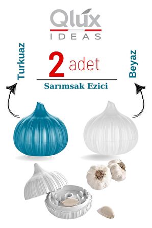 Sarımsak Ezici Set Sarımsak Görünümlü Dizayn Turkuaz Ve Beyaz 2 Li Set