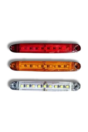 12 Volt Ve 24 Volt Uyumlu 9 Led Li Parmak Kırmızı-beyaz-sarı 3 Lü Led Lamba Seti