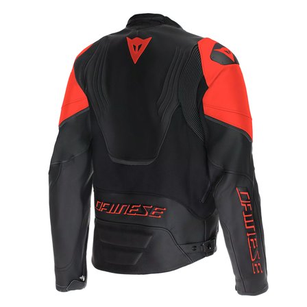 DAINESE CEKET RACING 5 LEATHER BLK BLK RED FLUO