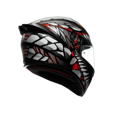 AGV KASK/K1 S E2206 LYZARD MATT BLACK GREY RED CONFİGURATİON