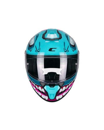 CGM 330R Riot Undead Spoylerli Tam Kapalı Kask - Mavi/Rosa - MotoDede