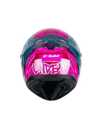 CGM 330R Riot Undead Spoylerli Tam Kapalı Kask - Mavi/Rosa - MotoDede