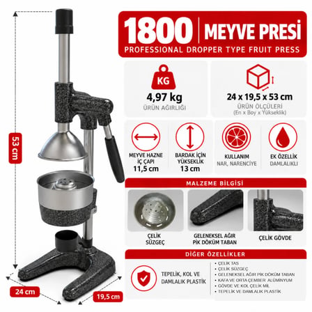 1800 Meyve Presi (Professıonal Dropper Type Fruıt Press)