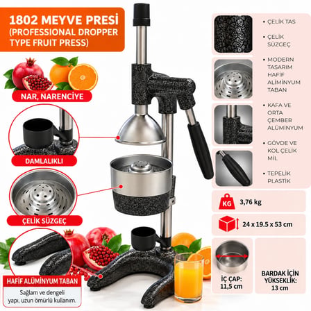 1802 Meyve Presi (Professıonal Dropper Type Fruıt Press)