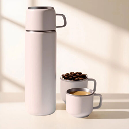 PASLANMAZ ÇELİK  3 BARDAKLI MATARA SETİ-500 ML