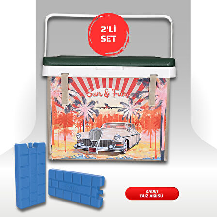 Buzluk Termos  Set-20 Lt Kumaş Buzluk Termos (1029 Cooler Box)+2 Adet K-250 Buz Aküsü 